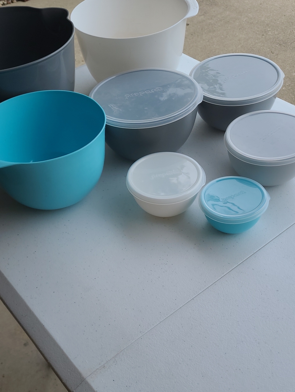 Prepara Stackable Mixing and Storage Bowl Set - Blue, Gray, White